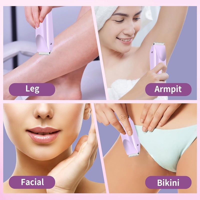 XYOUWEI 2 in 1 Bikini Trimmer for Women, Rechargeable Electric Razors for Women, Wet/Dry Use Lady Electric Shaver for Bikini Face Lip Underarm Legs Pubic Hair - Image 2